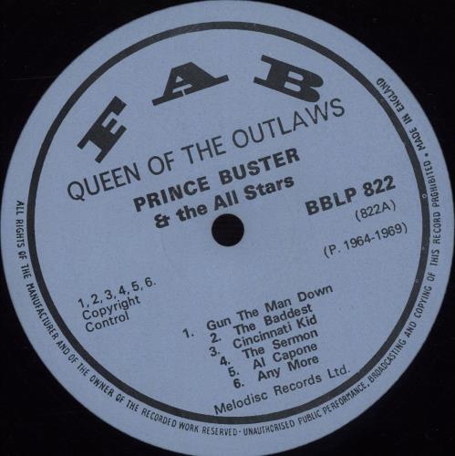 Prince Buster Queen Of The Outlaws UK vinyl LP album (LP